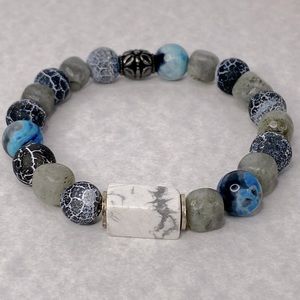 Labradorite Agate Howlite stretch bracelet unisex